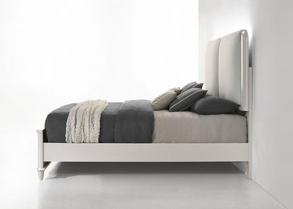 ACME Furniture - Laveda Queen Bed w/LED - Light Gray Boucle & Pearl White Finish - BD03792Q view 3