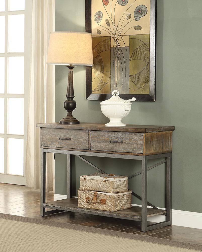 ACME Furniture - Lazarus Server - Weathered Oak & Antique Silver - 73113 view 2
