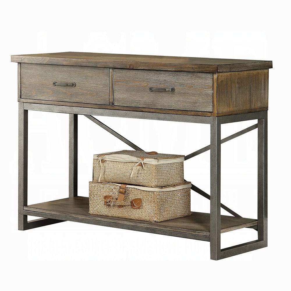 ACME Furniture - Lazarus Server - Weathered Oak & Antique Silver - 73113 view 1