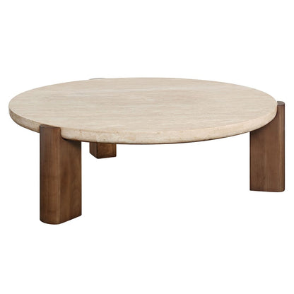 ACME Furniture - Leonardo - Coffee Table - Travertine Top & Dark Oak  - LV03665 view 1