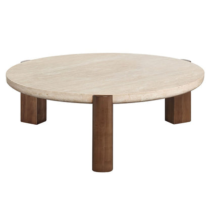 ACME Furniture - Leonardo - Coffee Table - Travertine Top & Dark Oak  - LV03665 view 2