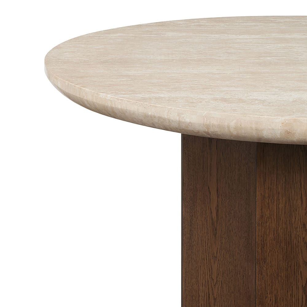 ACME Furniture - Leonardo - Dining Table - Travertine Top & Dark Oak  - DN04015 view 4