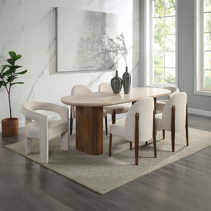 ACME Furniture - Leonardo - Dining Table - Travertine Top & Dark Oak  - DN04015 view 8