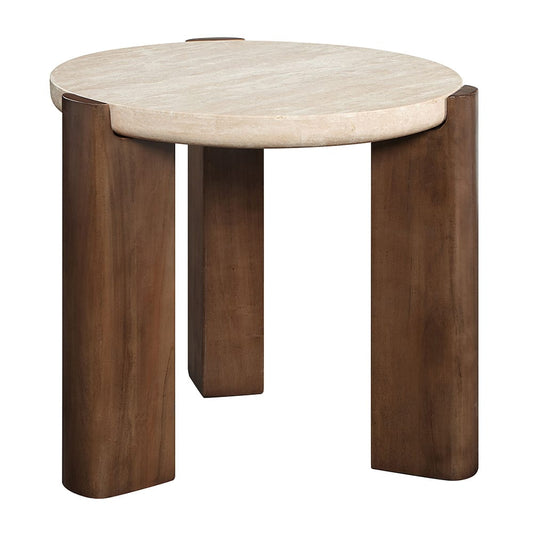 ACME Furniture - Leonardo - End Table - Travertine Top & Dark Oak  - LV03666 view 1