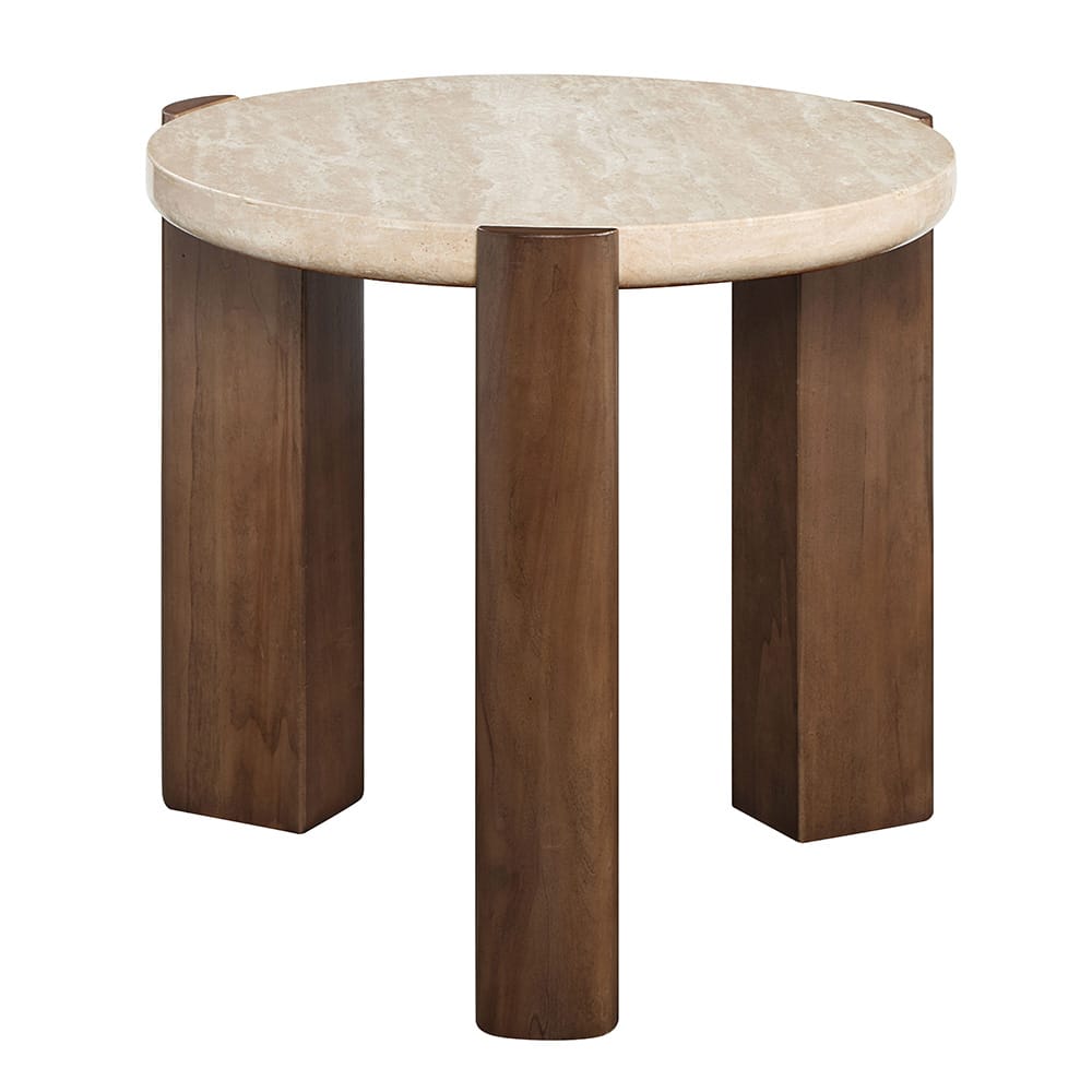 ACME Furniture - Leonardo - End Table - Travertine Top & Dark Oak  - LV03666 view 2