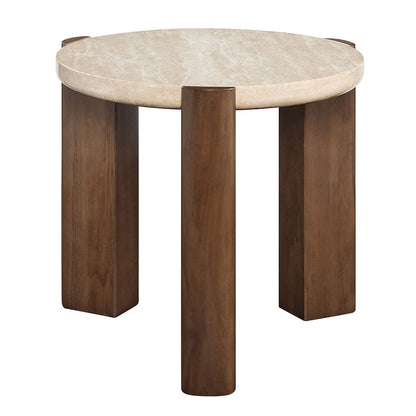 ACME Furniture - Leonardo - End Table - Travertine Top & Dark Oak  - LV03666 view 2