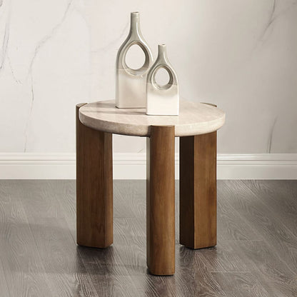 ACME Furniture - Leonardo - End Table - Travertine Top & Dark Oak  - LV03666 view 3