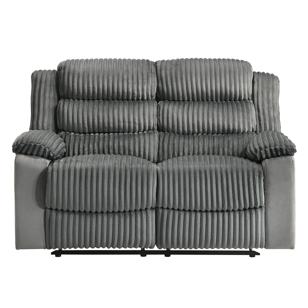 ACME Furniture - Lesley - Motion Loveseat  - Gray Corduroy & Velvet - LV04621 view 2