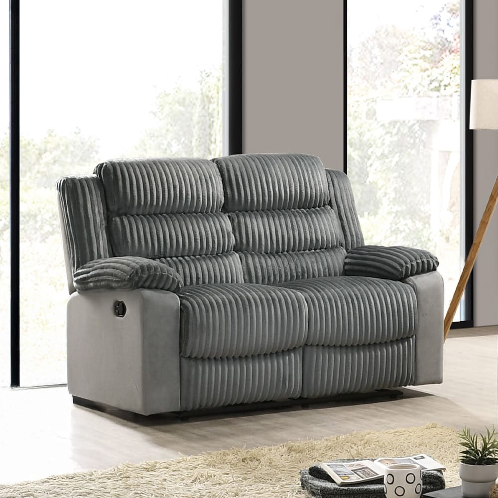 ACME Furniture - Lesley - Motion Loveseat  - Gray Corduroy & Velvet - LV04621 view 6