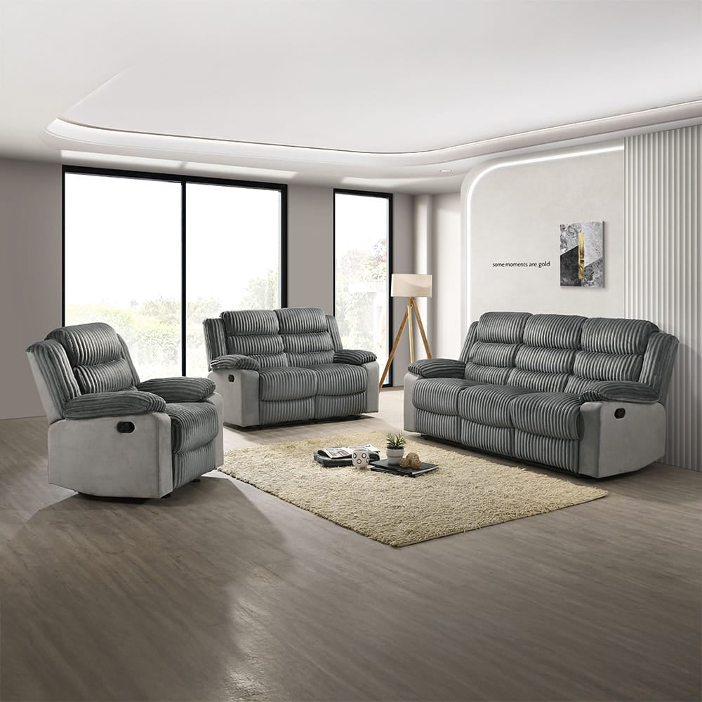 ACME Furniture - Lesley - Motion Loveseat  - Gray Corduroy & Velvet - LV04621 view 7