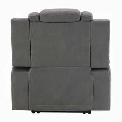 ACME Furniture - Leuco - Power Motion Recliner w/Cup Holder, Control, LED & Power Headrest - Gray Leather Aire - LV02834 view 4