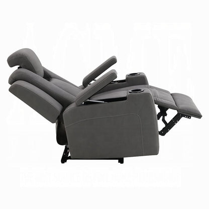 ACME Furniture - Leuco - Power Motion Recliner w/Cup Holder, Control, LED & Power Headrest - Gray Leather Aire - LV02834 view 6