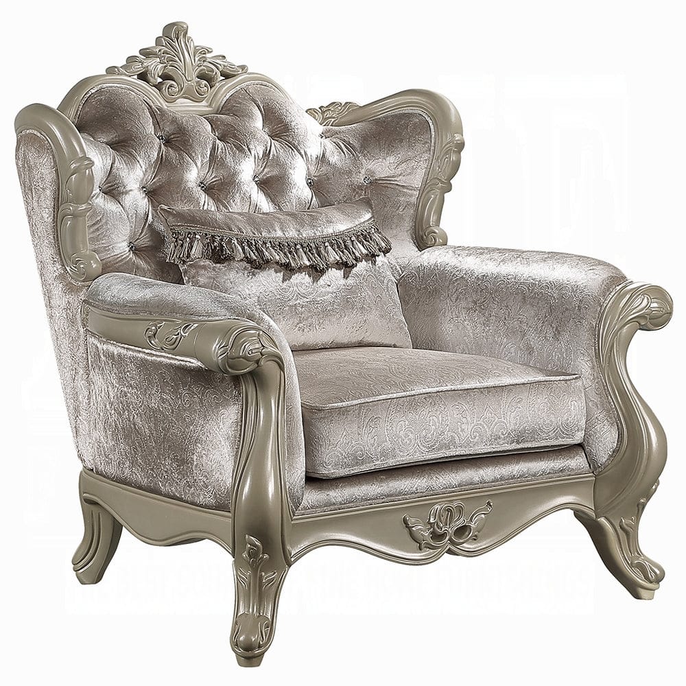 ACME Furniture - Libertee Chair w/Pillow - Beige Fabric & Champagne Finish - LV03822 view 1