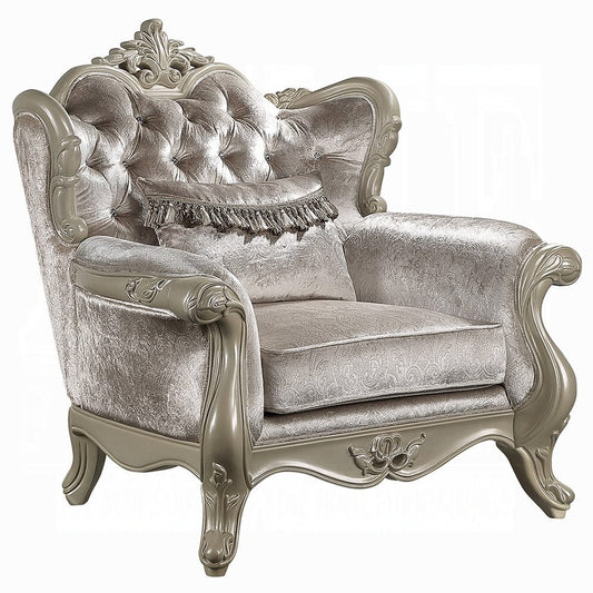 ACME Furniture - Libertee Chair w/Pillow - Beige Fabric & Champagne Finish - LV03822 view 1