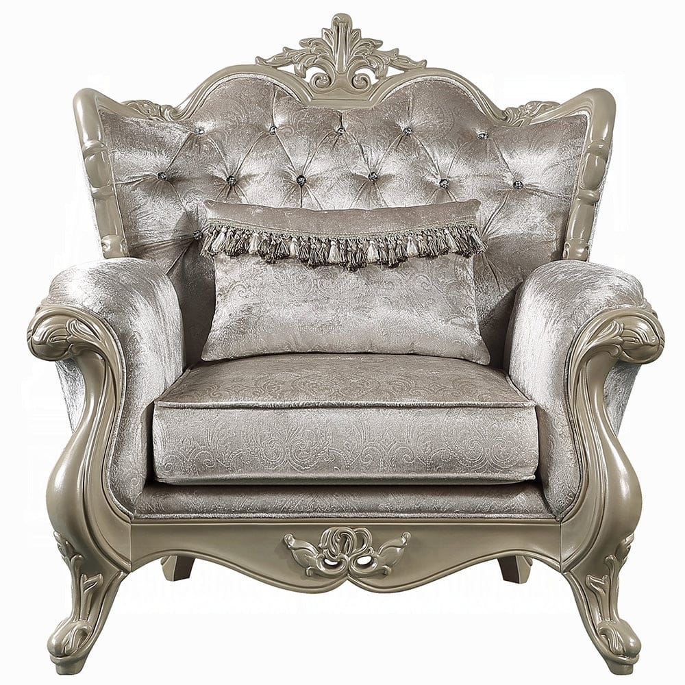 ACME Furniture - Libertee Chair w/Pillow - Beige Fabric & Champagne Finish - LV03822 view 2