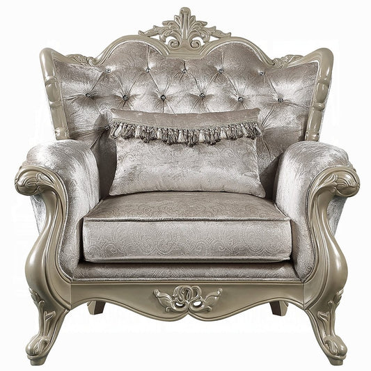 ACME Furniture - Libertee Chair w/Pillow - Beige Fabric & Champagne Finish - LV03822 view 2