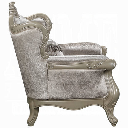 ACME Furniture - Libertee Chair w/Pillow - Beige Fabric & Champagne Finish - LV03822 view 3