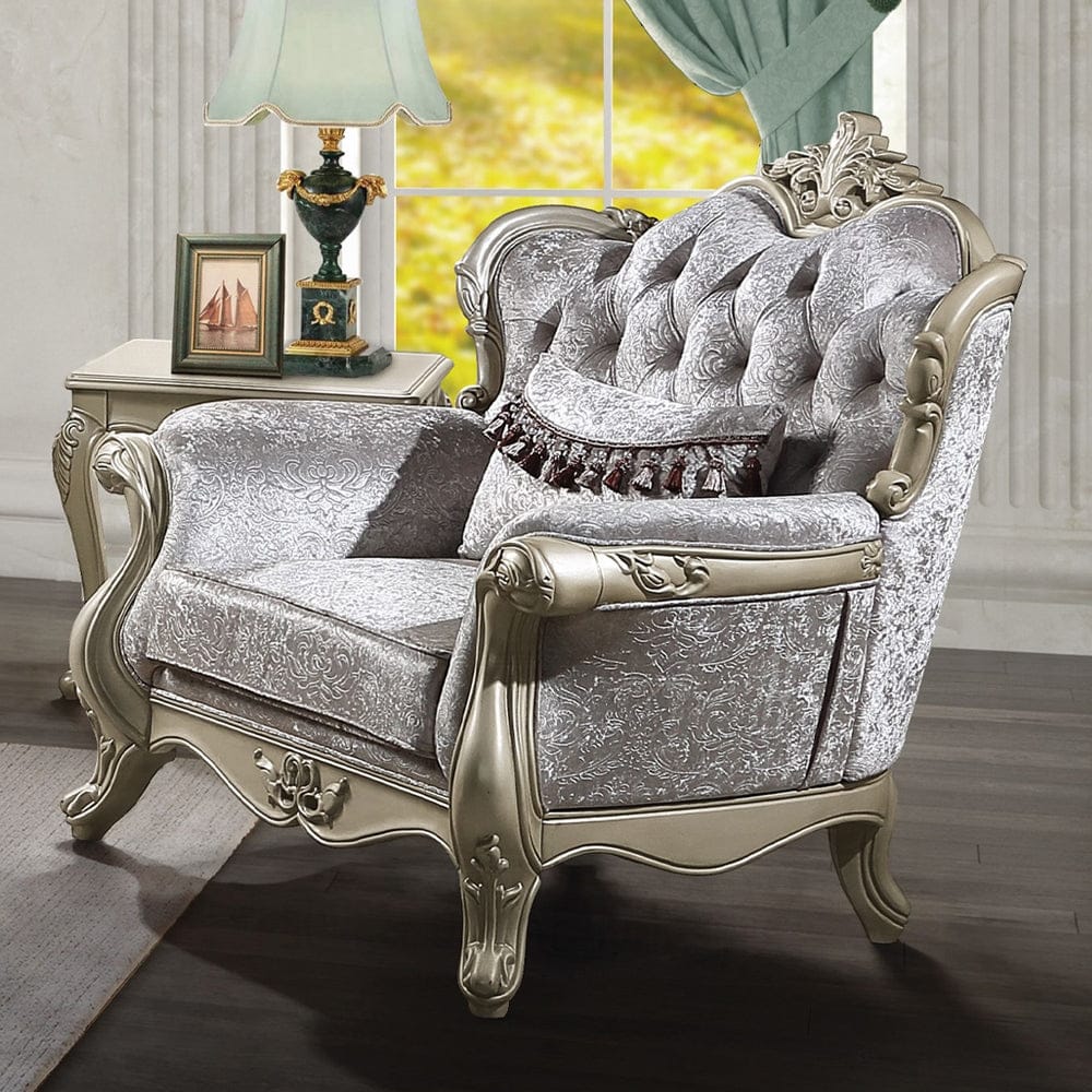 ACME Furniture - Libertee Chair w/Pillow - Beige Fabric & Champagne Finish - LV03822 view 6