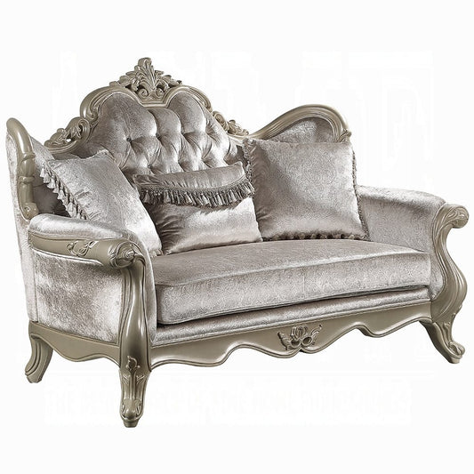 ACME Furniture - Libertee Loveseat w/3 Pillows - Beige Fabric & Champagne Finish - LV03821 view 1