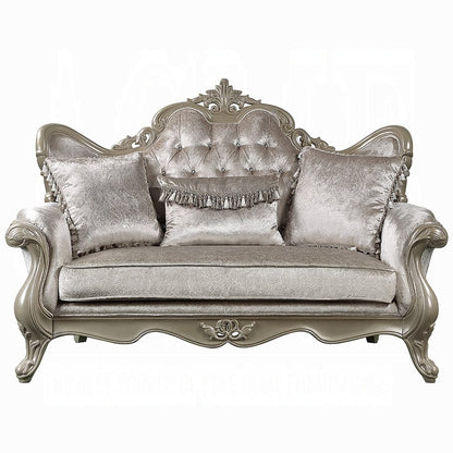 ACME Furniture - Libertee Loveseat w/3 Pillows - Beige Fabric & Champagne Finish - LV03821 view 2