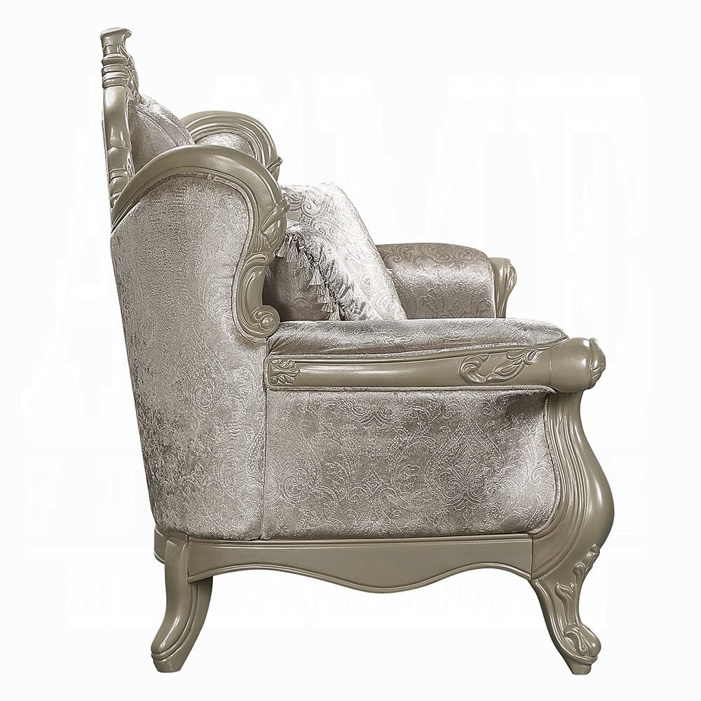 ACME Furniture - Libertee Loveseat w/3 Pillows - Beige Fabric & Champagne Finish - LV03821 view 3