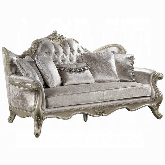 ACME Furniture - Libertee Sofa w/5 Pillows - Beige Fabric & Champagne Finish - LV03820 view 1
