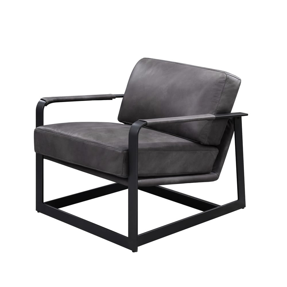 ACME Furniture - Locnos - Accent Chair - Gray Top Grain Leather & Black  - 59944A view 2