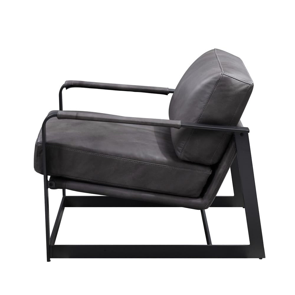 ACME Furniture - Locnos - Accent Chair - Gray Top Grain Leather & Black  - 59944A view 3