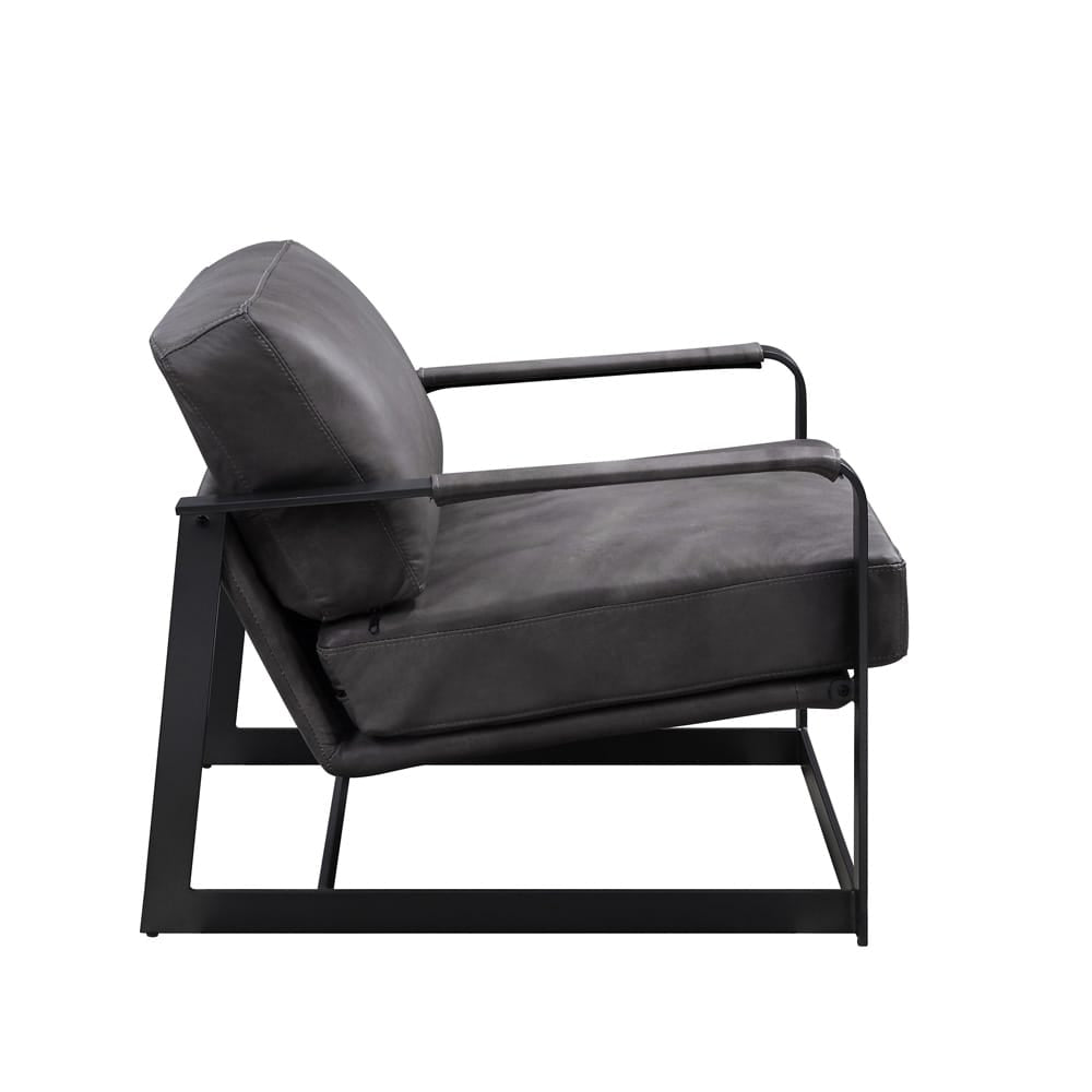 ACME Furniture - Locnos - Accent Chair - Gray Top Grain Leather & Black  - 59944A view 7