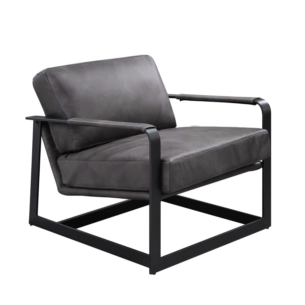 ACME Furniture - Locnos - Accent Chair - Gray Top Grain Leather & Black  - 59944A view 8