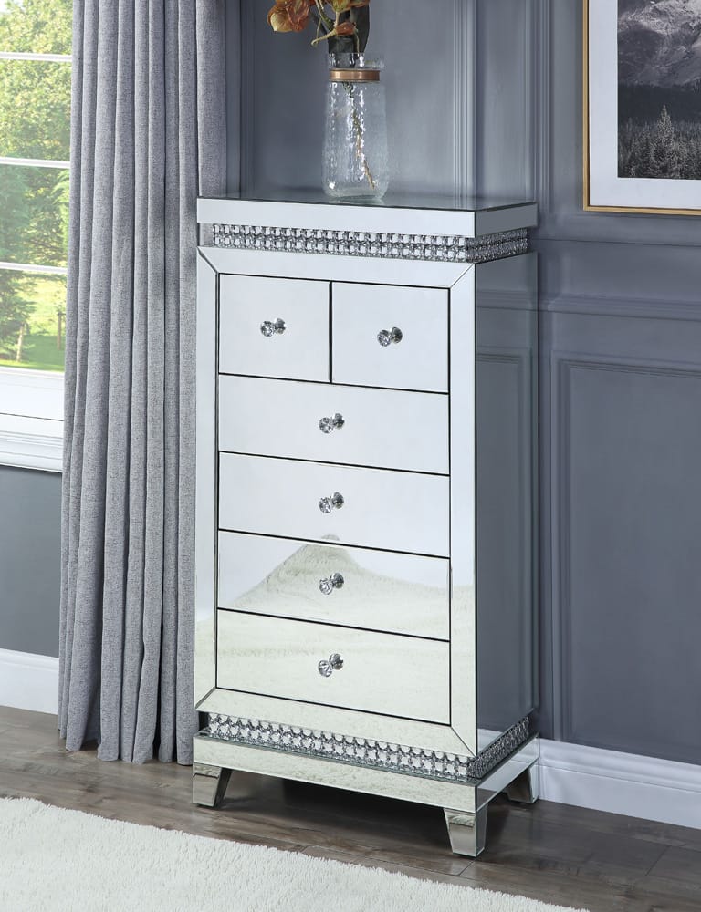 ACME Furniture - Lotus - Cabinet - Mirrored, Faux Ice Cube Crystals - 97809 view 5