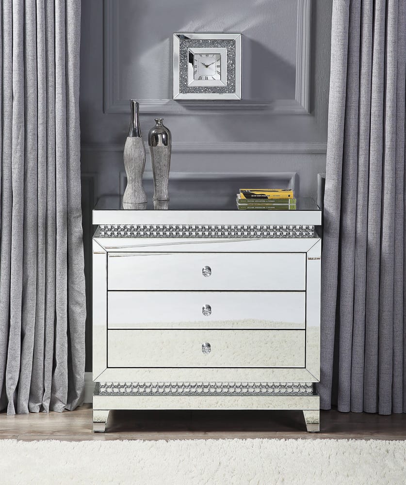 ACME Furniture - Lotus - Console Table - Mirrored, Faux Ice Cube Crystals - 97811 view 5