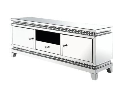 ACME Furniture - Lotus - TV Stand - Mirrored, Faux Ice Cube Crystals - 91835 view 1