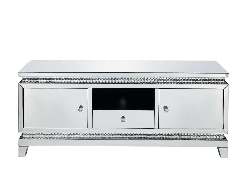ACME Furniture - Lotus - TV Stand - Mirrored, Faux Ice Cube Crystals - 91835 view 2