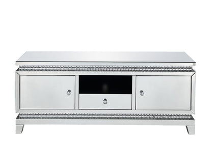 ACME Furniture - Lotus - TV Stand - Mirrored, Faux Ice Cube Crystals - 91835 view 2