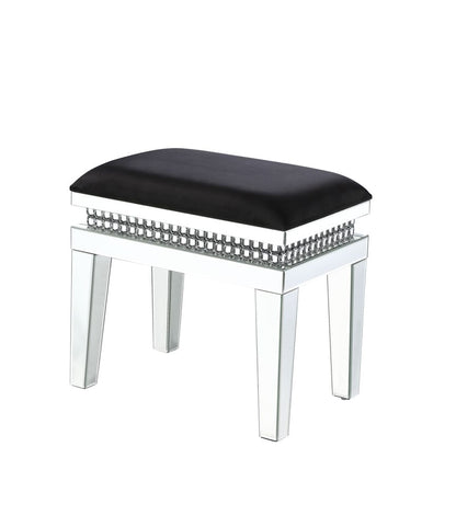 ACME Furniture - Lotus - Vanity Stool - Mirrored, Faux Ice Cube Crystals - 90808 view 1