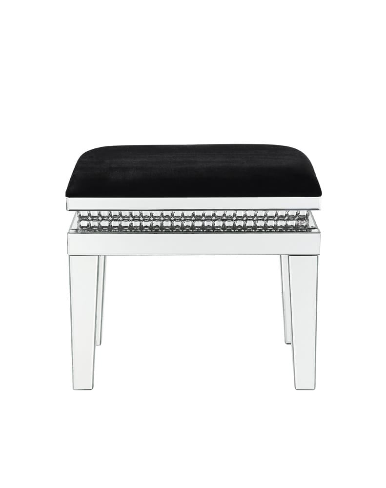ACME Furniture - Lotus - Vanity Stool - Mirrored, Faux Ice Cube Crystals - 90808 view 2