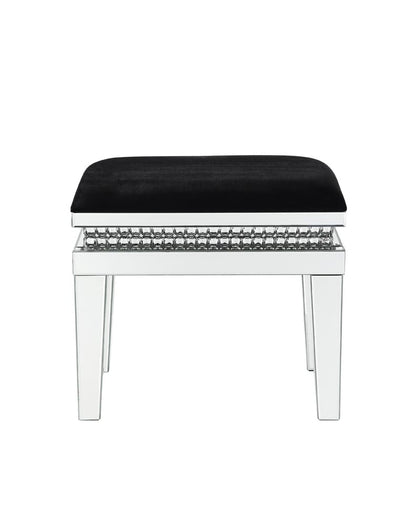 ACME Furniture - Lotus - Vanity Stool - Mirrored, Faux Ice Cube Crystals - 90808 view 2