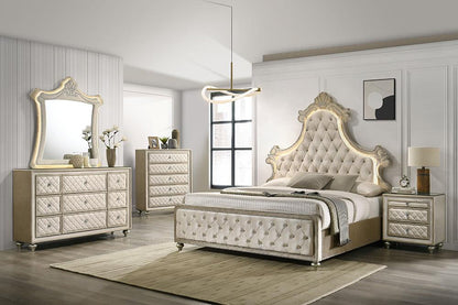 ACME Furniture - Lucienne Eastern King Bed w/LED - Beige Velvet - BD02334EK veiw 6
