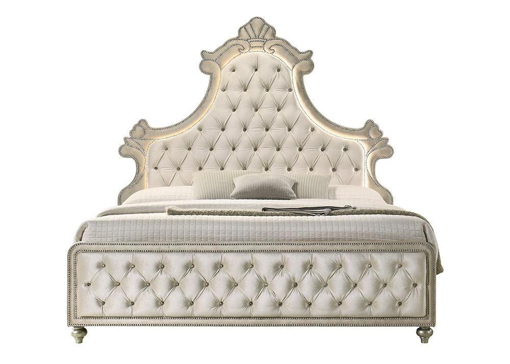 ACME Furniture - Lucienne Eastern King Bed w/LED - Beige Velvet - BD02334EK veiw 10