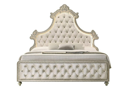 ACME Furniture - Lucienne Eastern King Bed w/LED - Beige Velvet - BD02334EK veiw 10