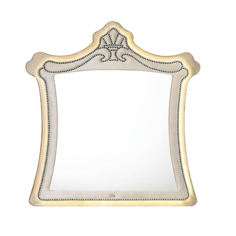 ACME Furniture - Lucienne Mirror w/LED - Beige Velvet - BD02337 view 2