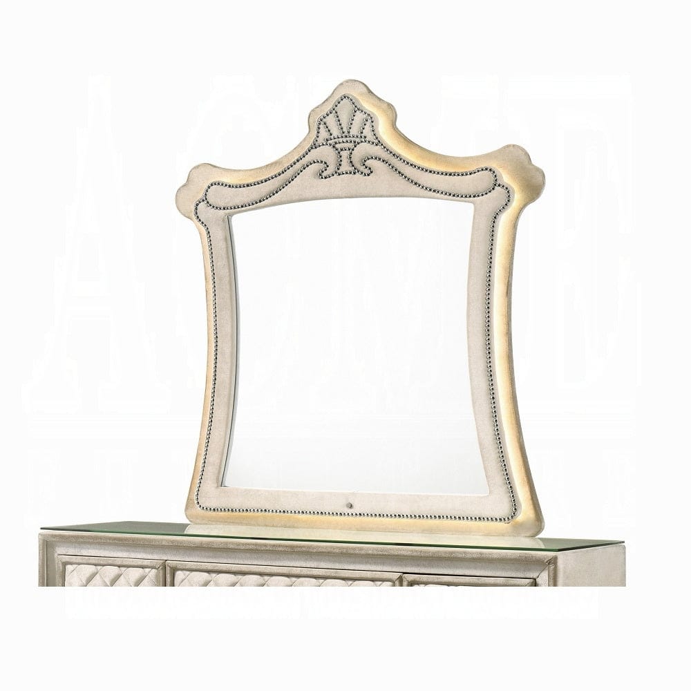 ACME Furniture - Lucienne Mirror w/LED - Beige Velvet - BD02337 view 3