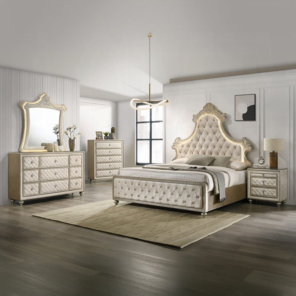 ACME Furniture - Lucienne Mirror w/LED - Beige Velvet - BD02337 view 5