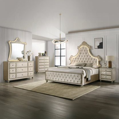 ACME Furniture - Lucienne Mirror w/LED - Beige Velvet - BD02337 view 5