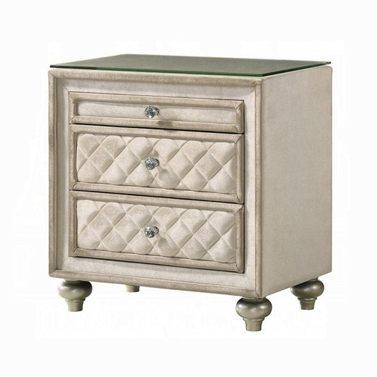 ACME Furniture - Lucienne Nightstand - Beige Velvet - BD02336 view 1