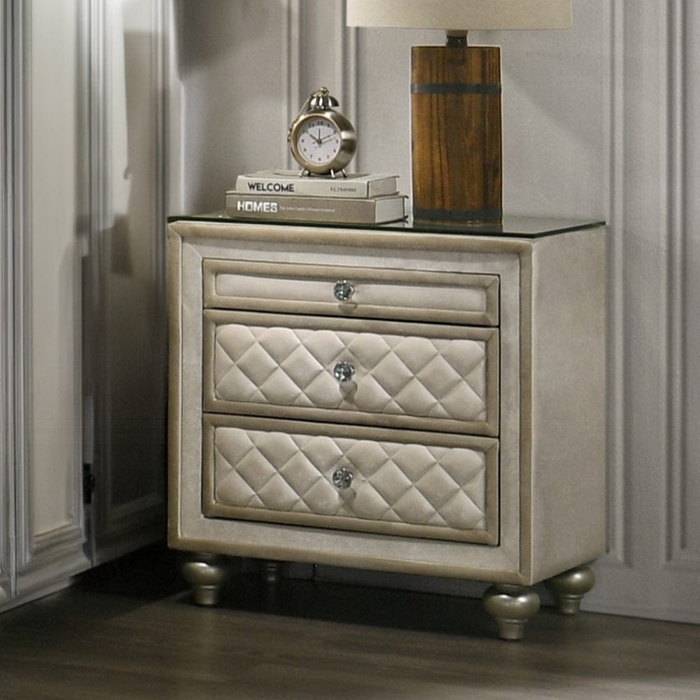 ACME Furniture - Lucienne Nightstand - Beige Velvet - BD02336 view 11