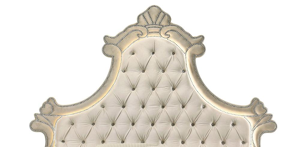 ACME Furniture - Lucienne Queen Bed w/LED - Beige Velvet - BD02335Q view 6