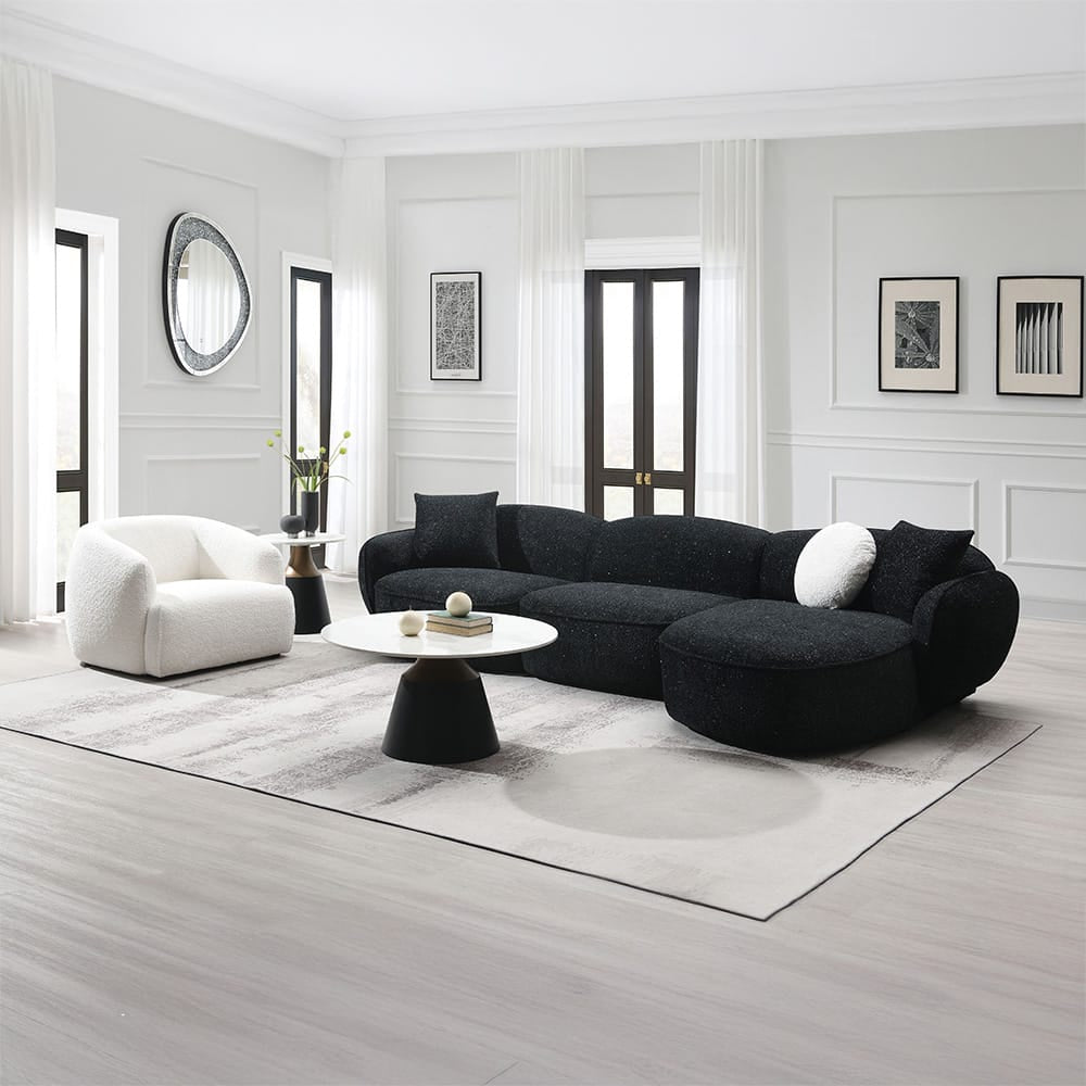 ACME Furniture - Lucifer - Sectional Sofa w/3 Pillows - Black & White Shimmer Chenille - LV03525 view 8