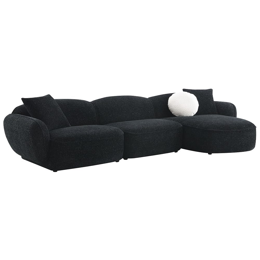 ACME Furniture - Lucifer - Sectional Sofa w/3 Pillows - Black & White Shimmer Chenille - LV03525A view 1